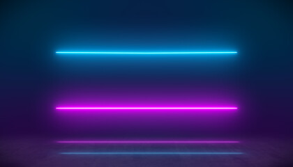 Illustation of glowing neon lines in blue and magenta