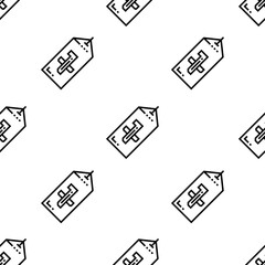 tag icon pattern. Seamless tag pattern on white background.