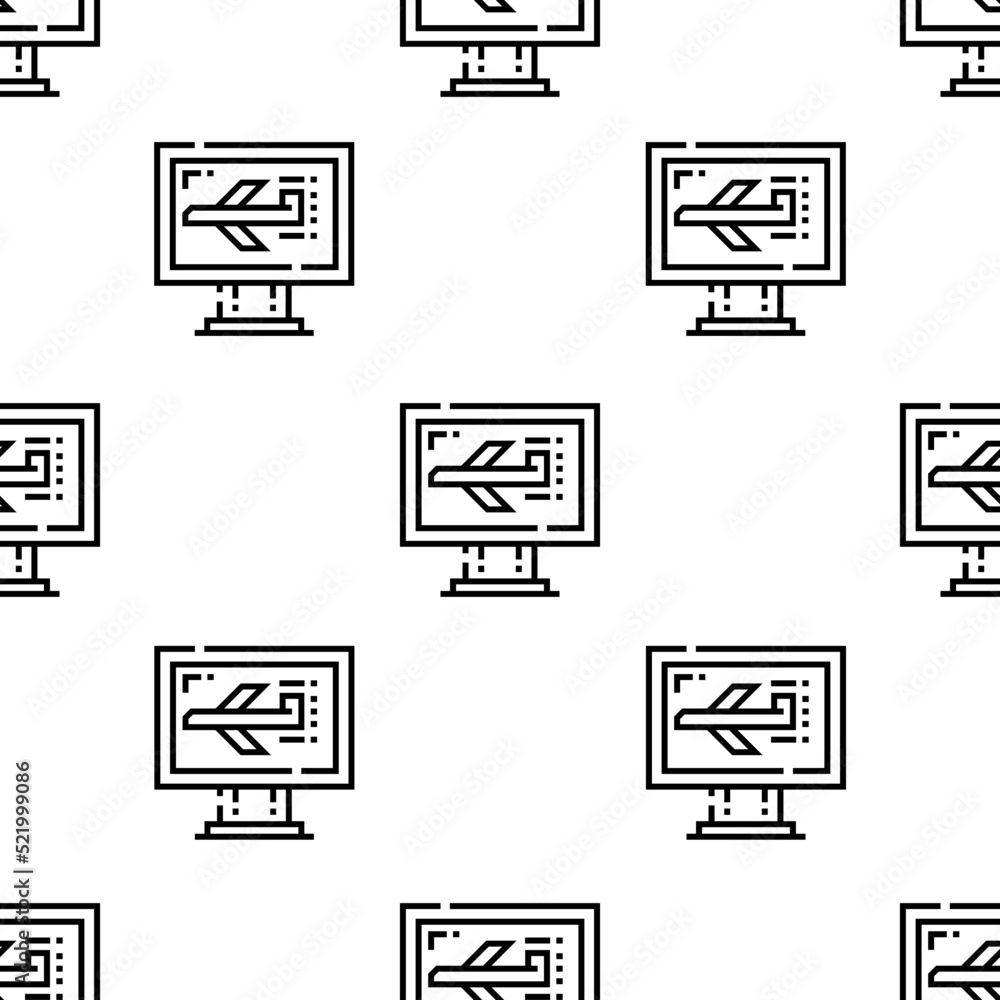 Poster computer icon pattern. seamless computer pattern on white background.