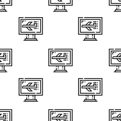 computer icon pattern. Seamless computer pattern on white background.