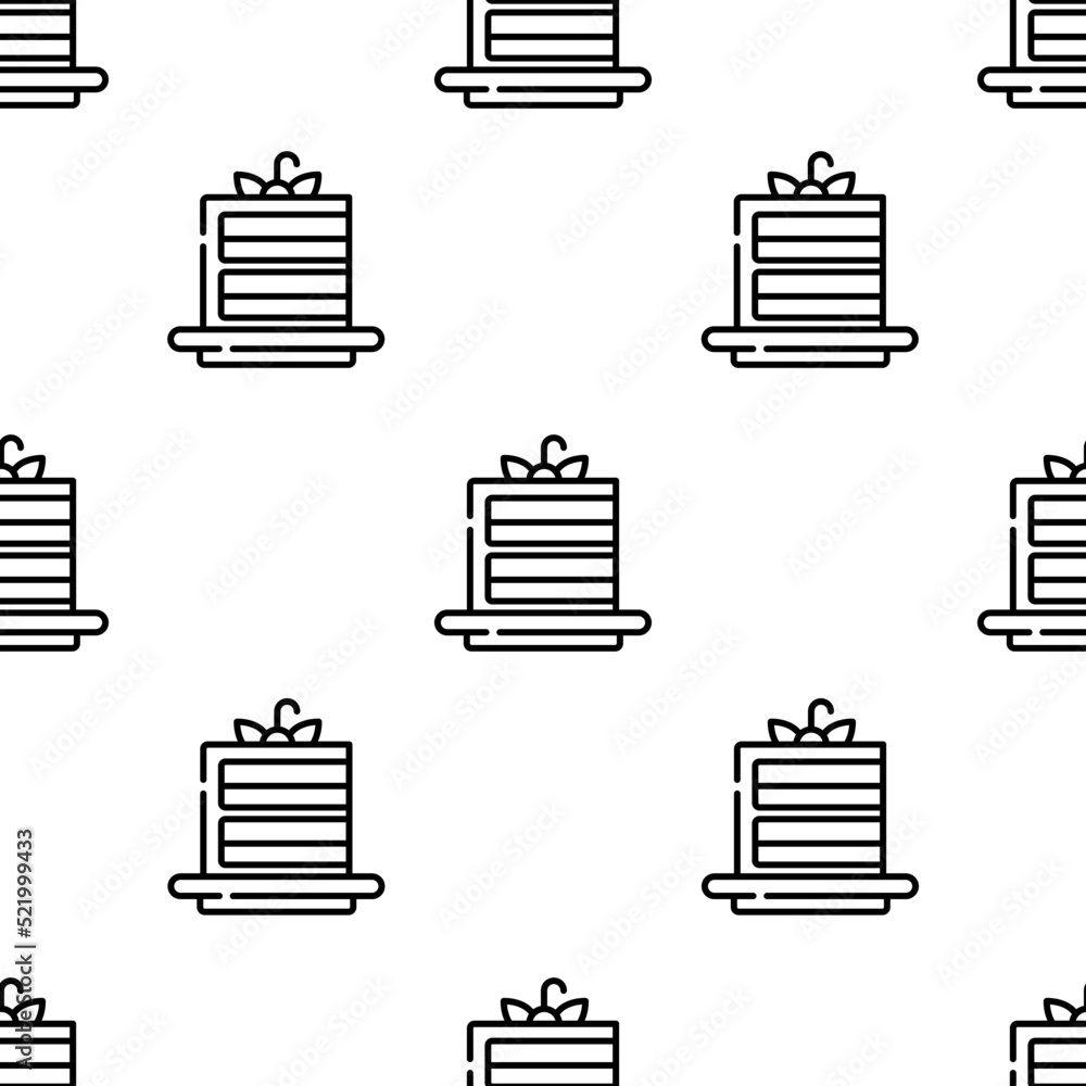 Poster cake slice icon pattern. Seamless cake slice pattern on white background.