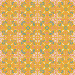 Seamless Background Retro Garden Nature Aboriginal Floral Damask Traditional Pattern Art