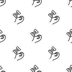 hourglass icon pattern. Seamless hourglass pattern on white background.