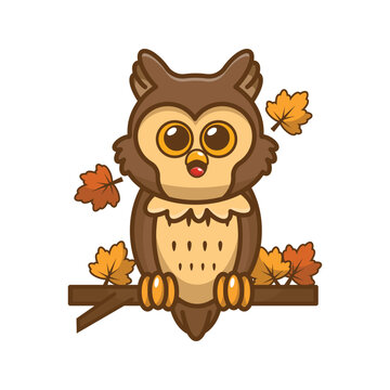 Cute owl cartoon mascot character illustration