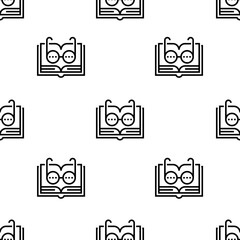 open book icon pattern. Seamless open book pattern on white background.