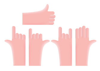 A cartoon-style hand in various movements. Vector image, design.
