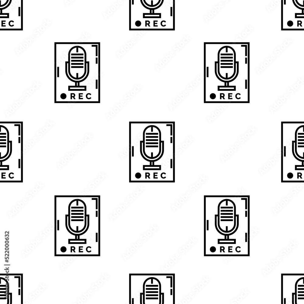 Poster recorder icon pattern. seamless recorder pattern on white background.