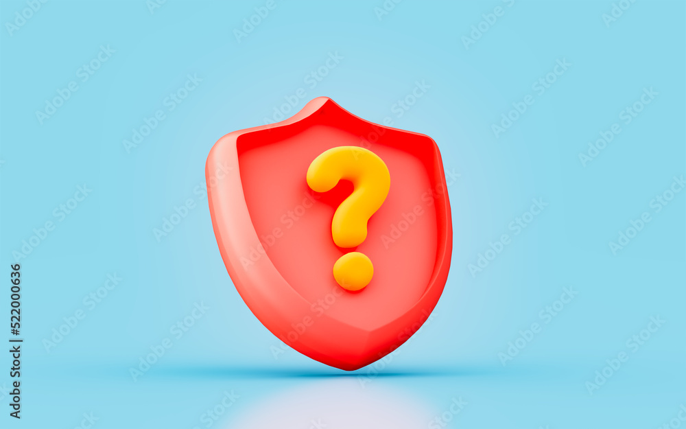 Aufkleber security shield question mark sign 3d render concept for safety password protection problem