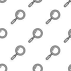 loupe icon pattern. Seamless loupe pattern on white background.