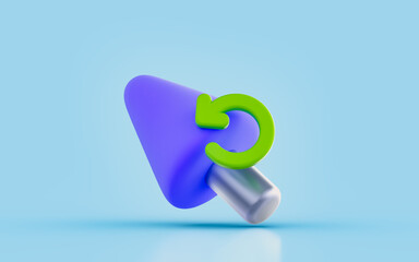 cursor rotation arrow sign 3d render concept for mouse loading file slow work waiting