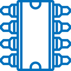 Microchip. Flat Vector Icon. Simple blue symbol on white background.