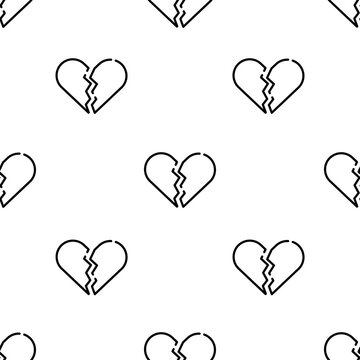 broken heart icon pattern. Seamless broken heart pattern on white background.