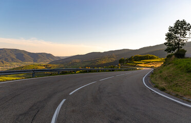 Road between vineyards in Wachau valley.