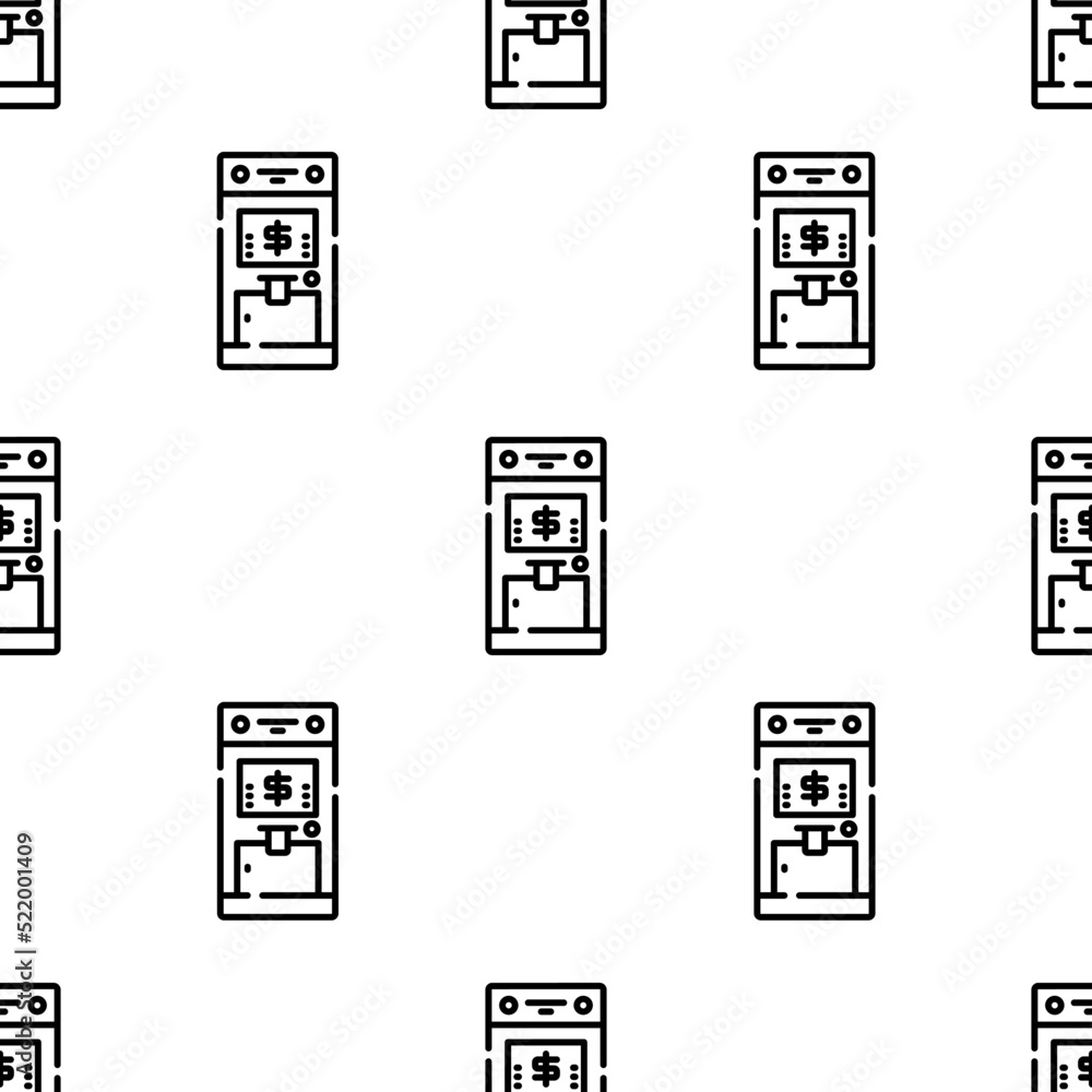 Poster atm icon pattern. Seamless atm pattern on white background.