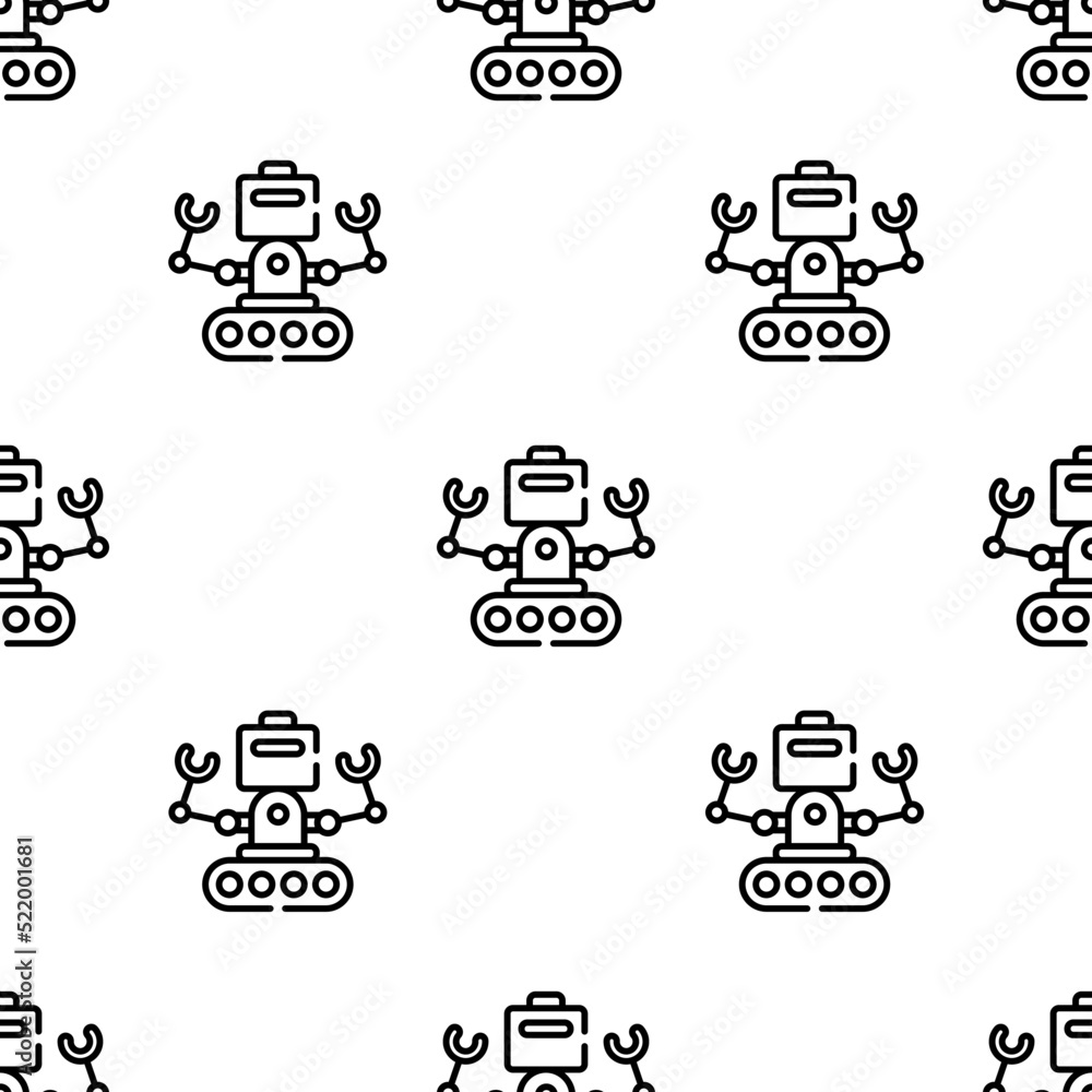 Poster robot icon pattern. seamless robot pattern on white background.