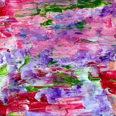 Conceptual abstract close-up of a painting with acrylic and palette knife. Acrylic painting in different colors. The picture is painted with acrylic on cardboard. Suitable for advertising, business ca