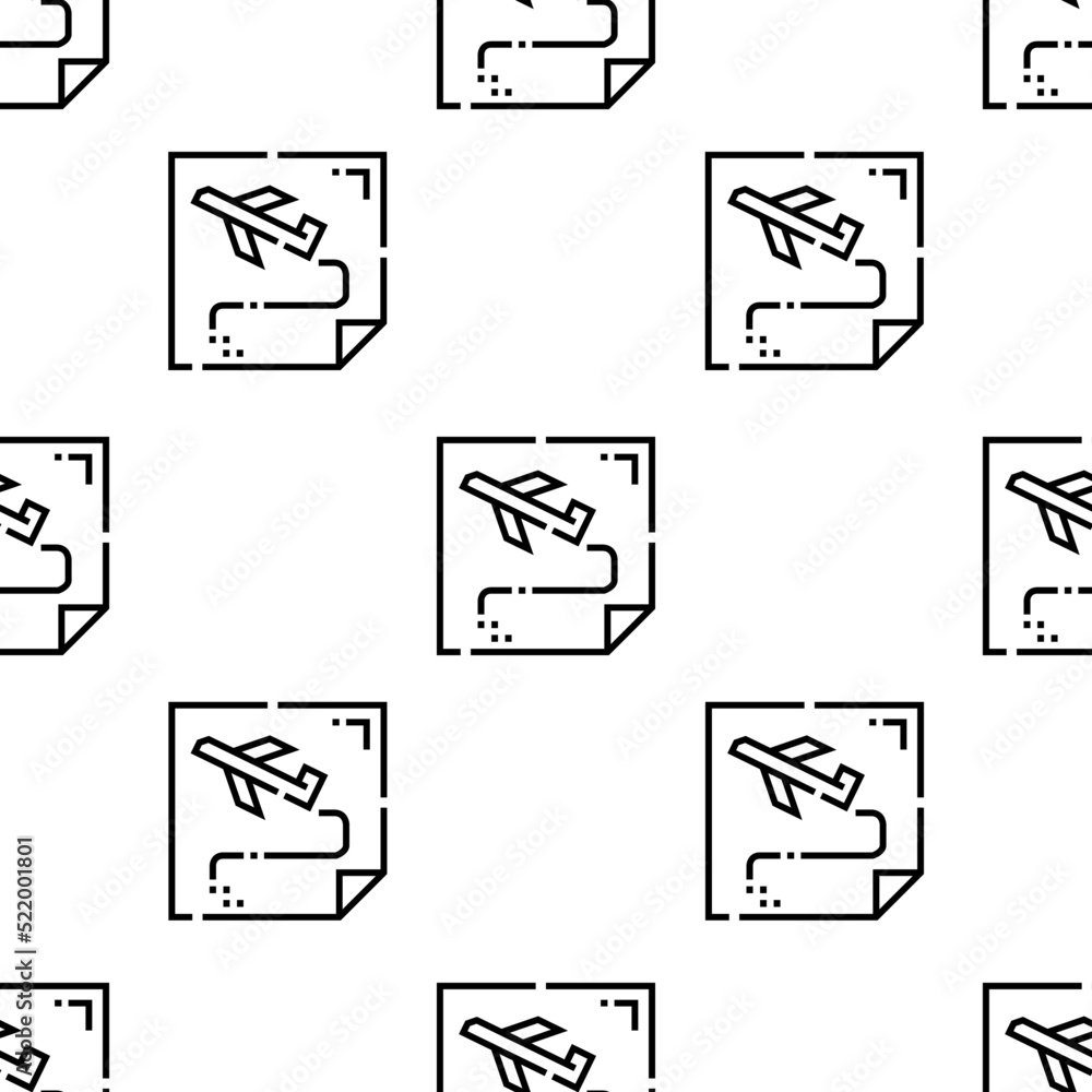 Poster route icon pattern. seamless route pattern on white background.