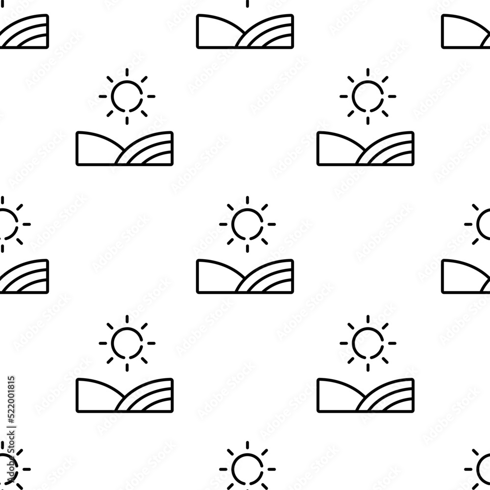 Poster field icon pattern. seamless field pattern on white background.