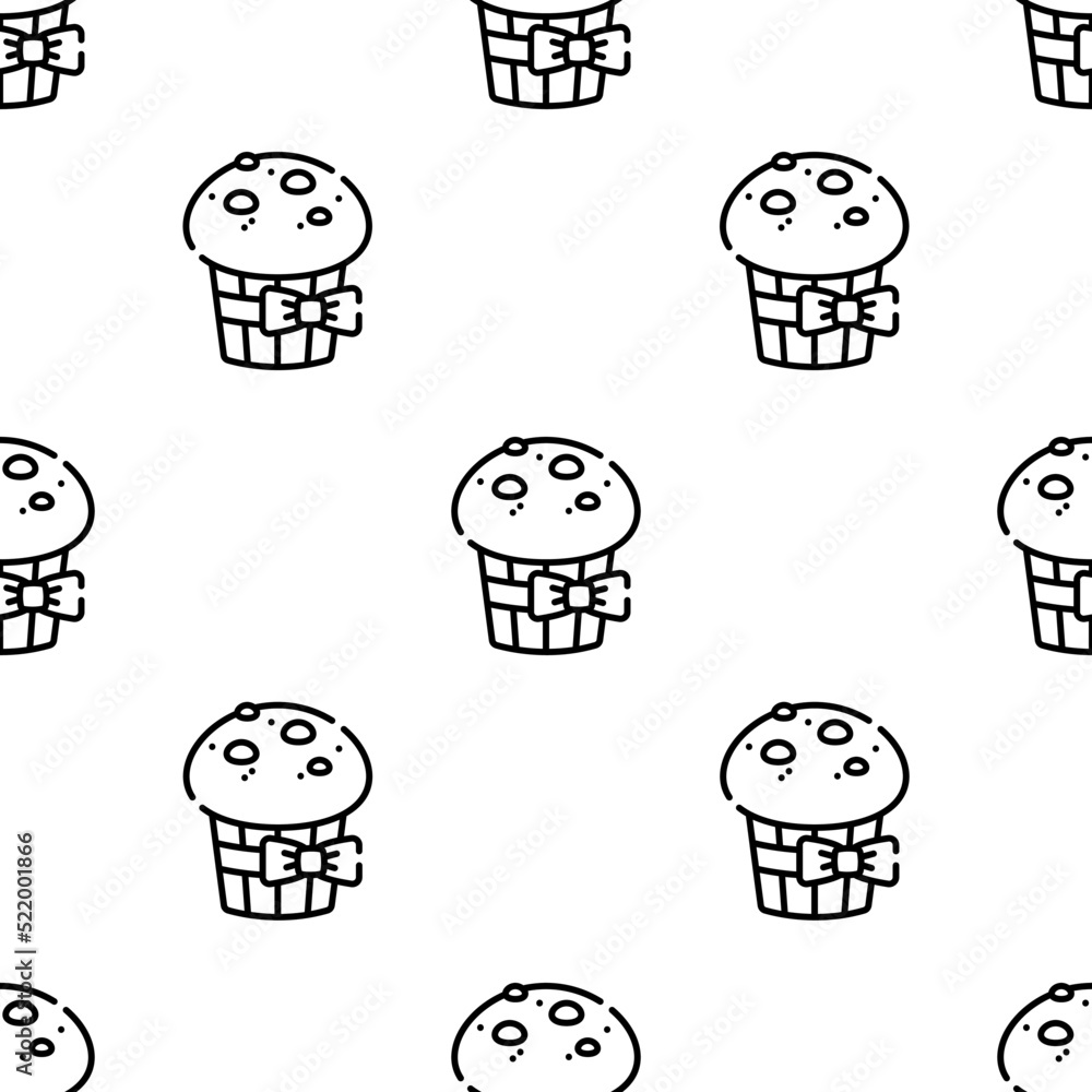 Poster muffin icon pattern. seamless muffin pattern on white background.
