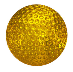Golf ball golden isolated