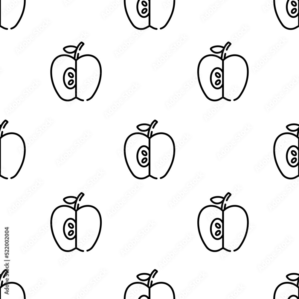Poster apple icon pattern. seamless apple pattern on white background.