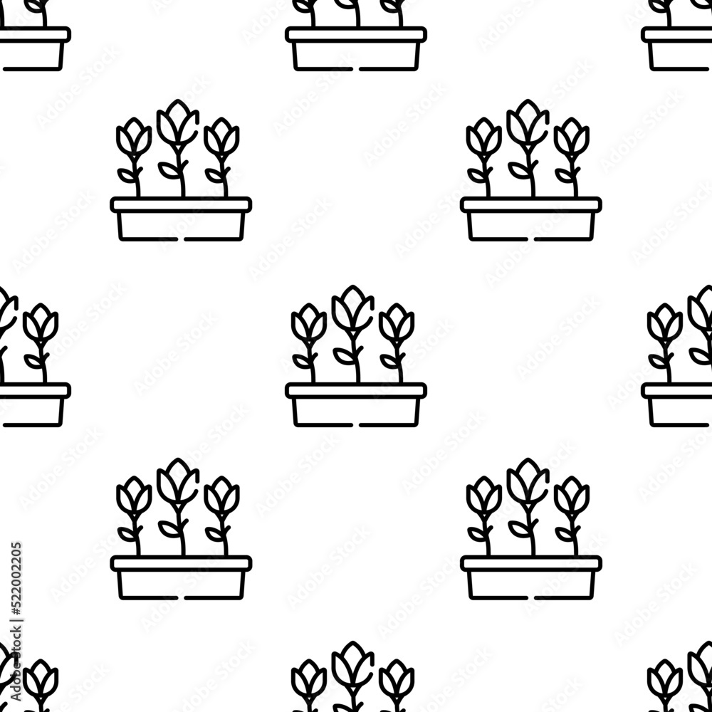 Poster tulips icon pattern. seamless tulips pattern on white background.