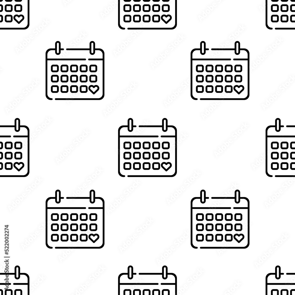 Poster calendar icon pattern. seamless calendar pattern on white background.