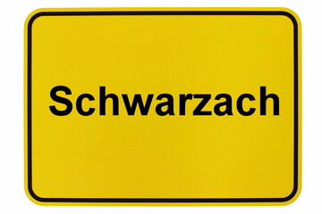 Illustration eines Ortsschildes von Schwarzach in Bayern - obrazy, fototapety, plakaty