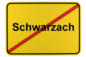 Illustration eines Ortsschildes von Schwarzach in Bayern - obrazy, fototapety, plakaty