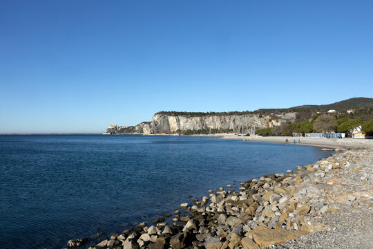 Duino Castle on Adriatic Sea Coast  from Sistiana beach Italy