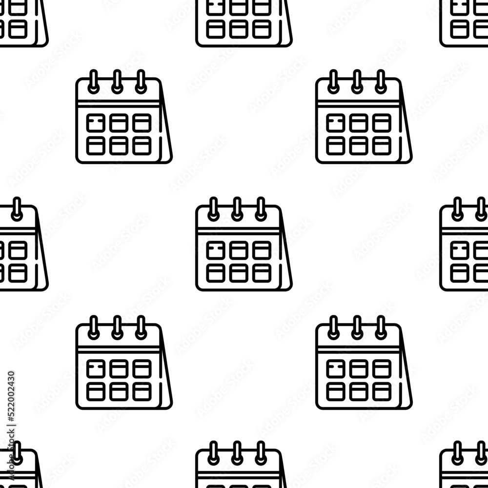 Poster calendar icon pattern. seamless calendar pattern on white background.