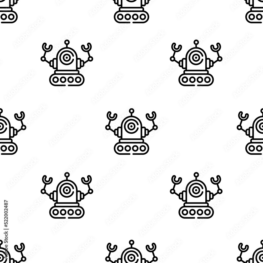 Poster robot icon pattern. seamless robot pattern on white background.