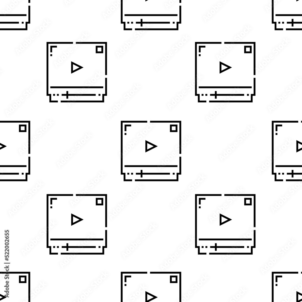 Poster video player icon pattern. seamless video player pattern on white background.
