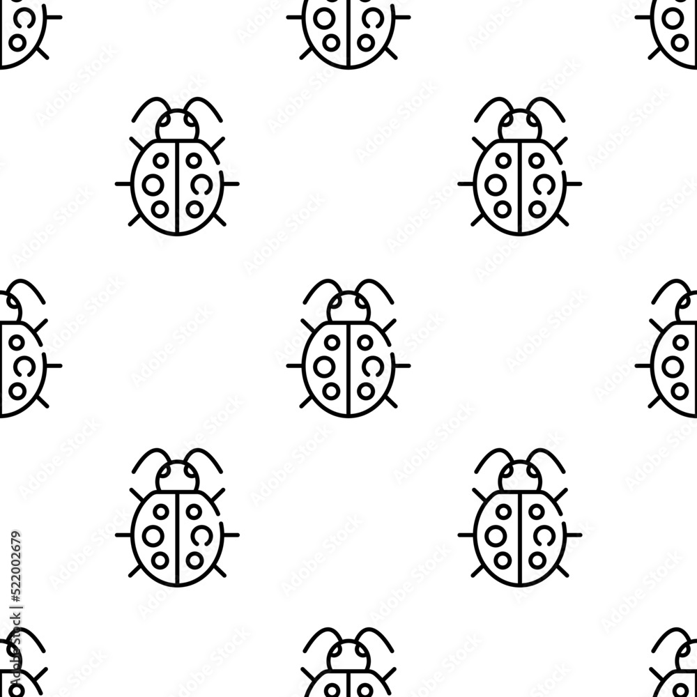 Poster ladybug icon pattern. seamless ladybug pattern on white background.