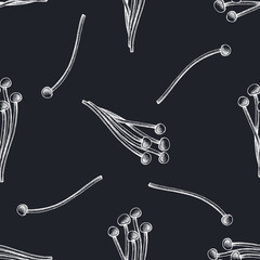 Seamless pattern with hand drawn chalk enoki