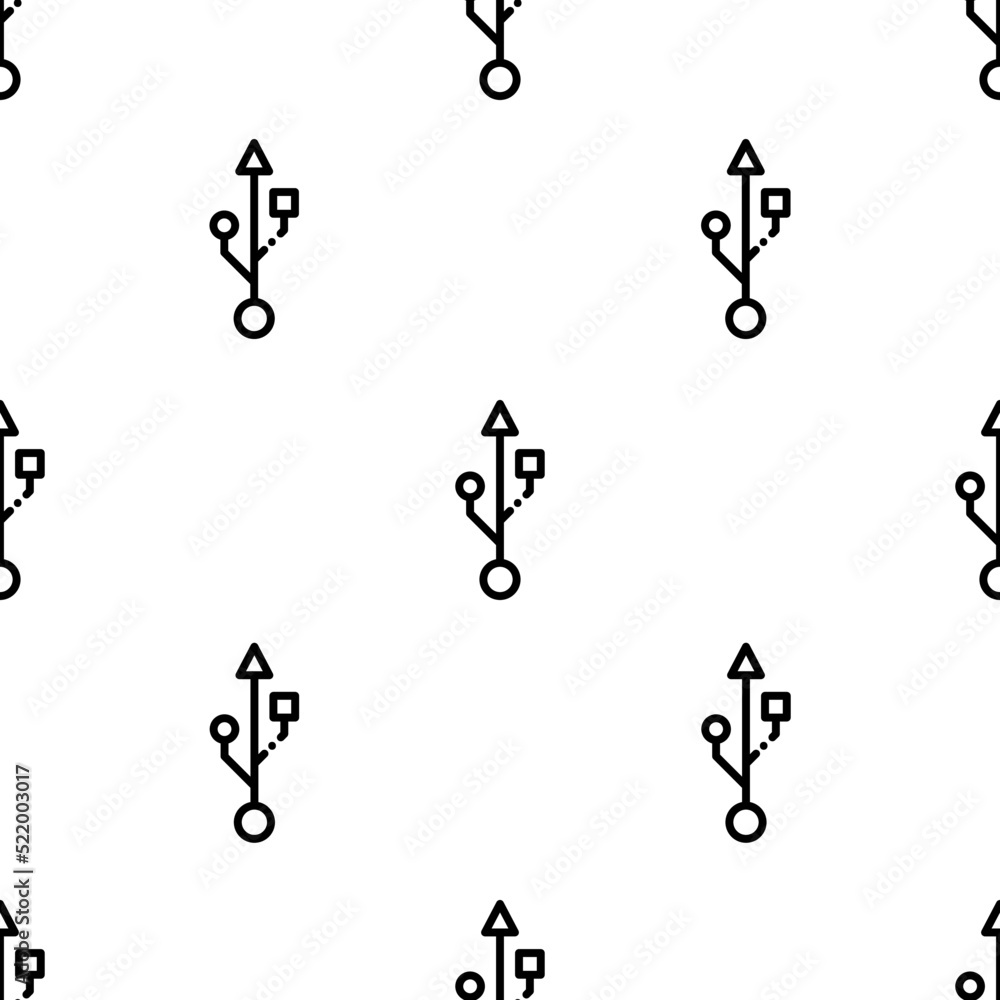 Poster usb icon pattern. seamless usb pattern on white background.