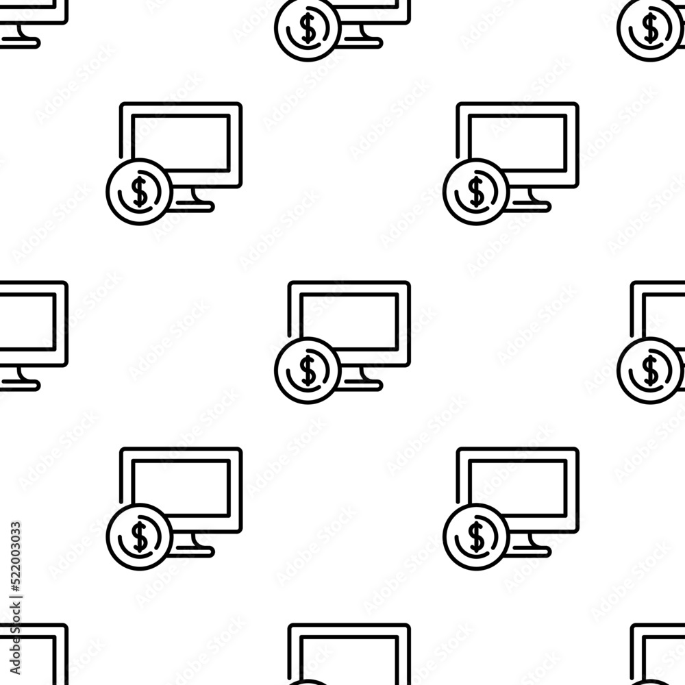 Poster computer icon pattern. seamless computer pattern on white background.