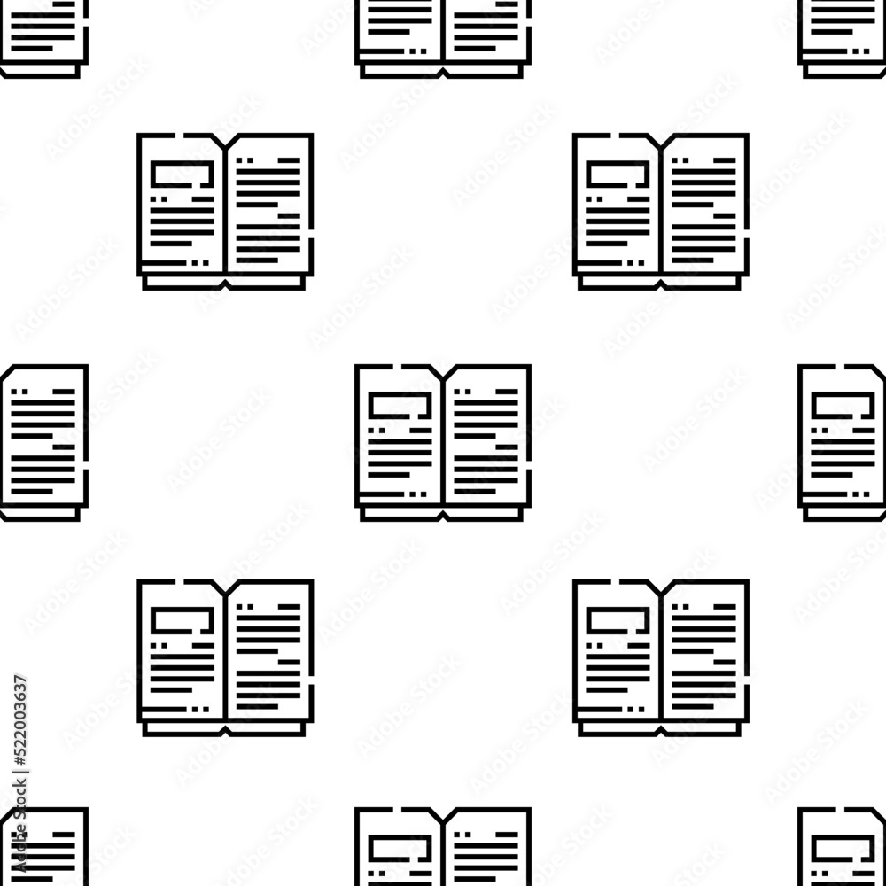 Poster open book icon pattern. seamless open book pattern on white background.