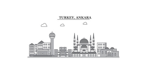 Turkey, Ankara city skyline isolated vector illustration, icons - obrazy, fototapety, plakaty