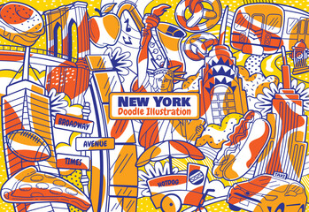 New York Doodle City Scape Landmark Design