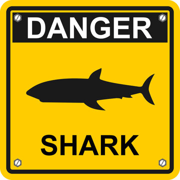 shark warning sign and label vector