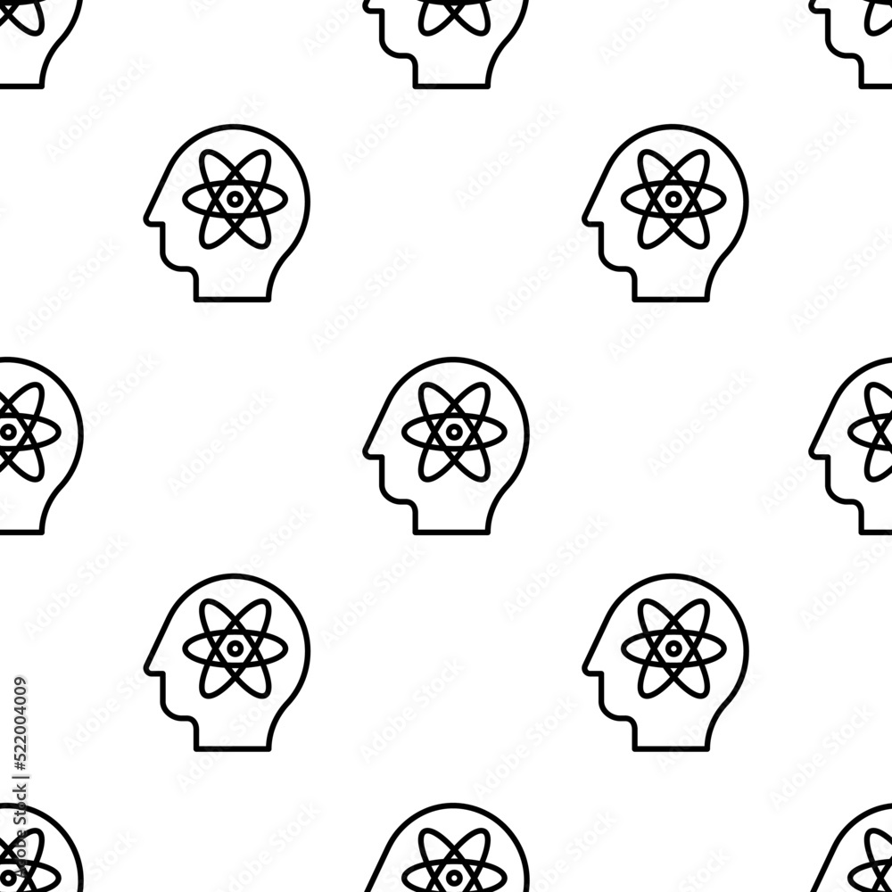 Poster atom icon pattern. seamless atom pattern on white background.