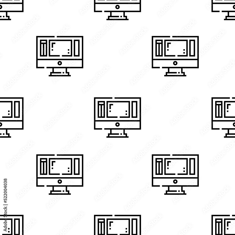 Poster monitor icon pattern. seamless monitor pattern on white background.