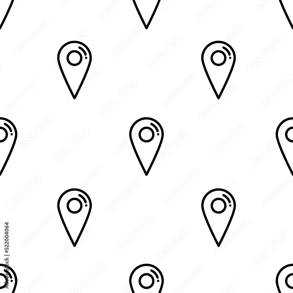Poster location icon pattern. seamless location pattern on white background.