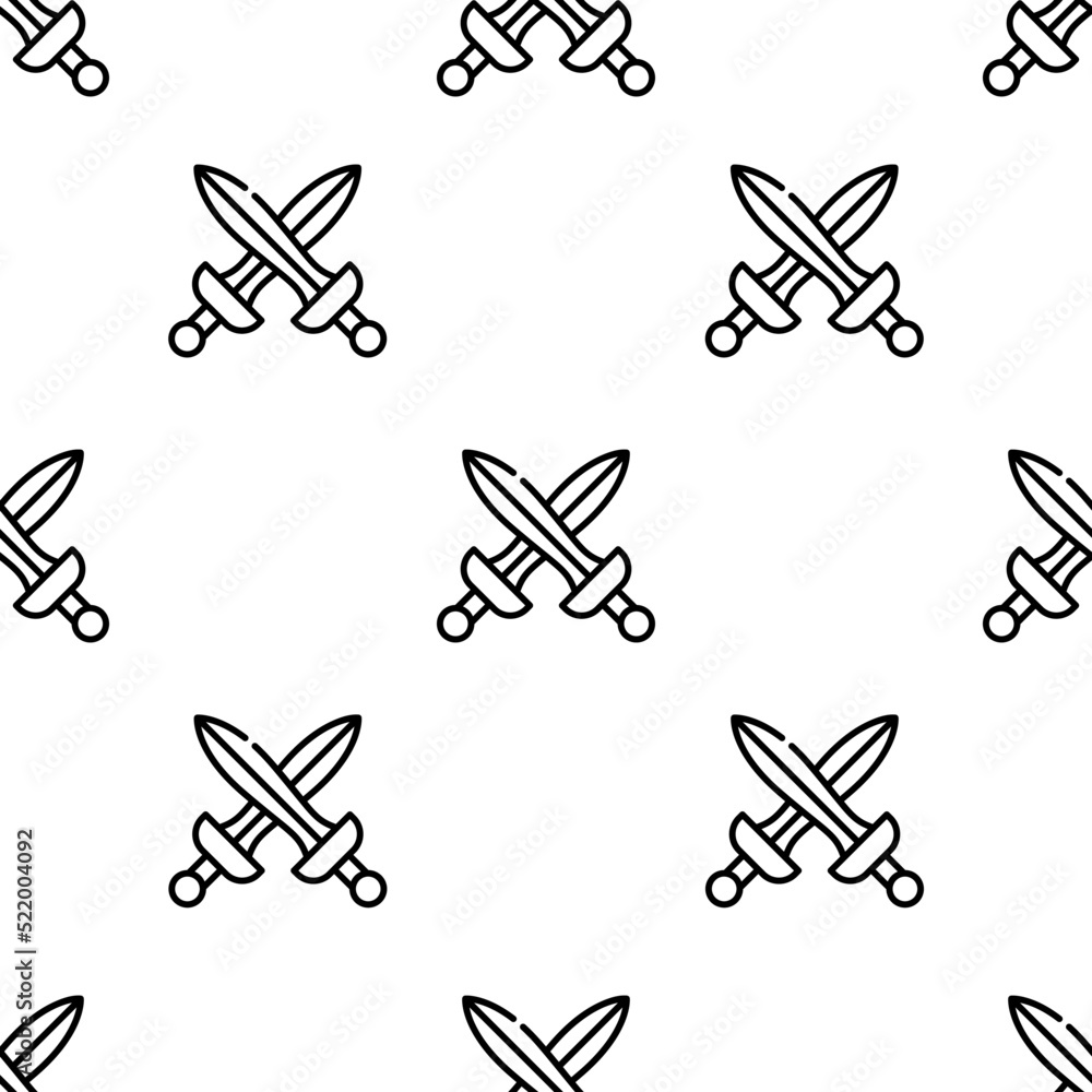 Poster swords icon pattern. seamless swords pattern on white background.