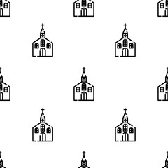church icon pattern. Seamless church pattern on white background.