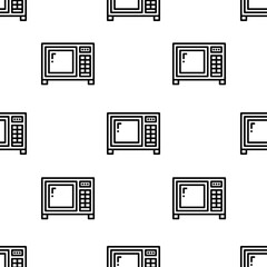 microwave icon pattern. Seamless microwave pattern on white background.