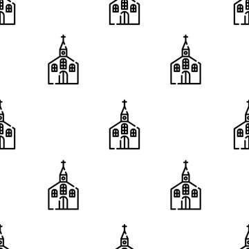 church icon pattern. Seamless church pattern on white background.