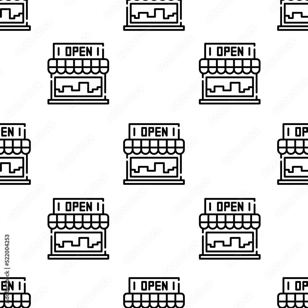 Poster store icon pattern. seamless store pattern on white background.