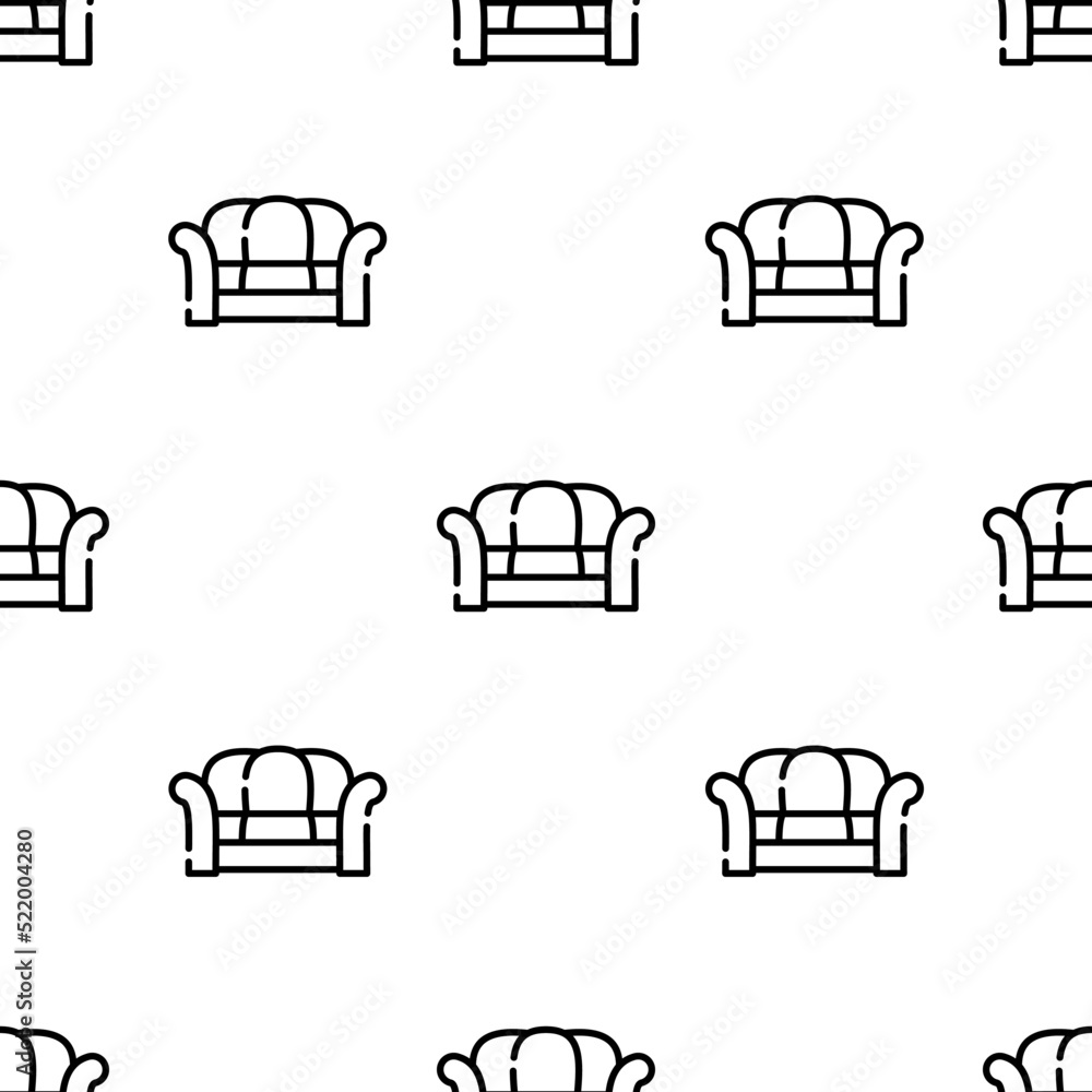 Aufkleber sofa icon pattern. seamless sofa pattern on white background.